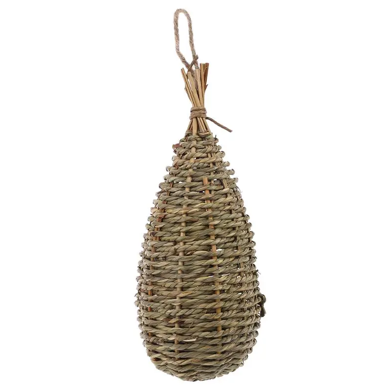 

Hanging Bird House Natural Fiber Finch Bird Nest Hut Outdoor Cage Shelter Hideaway