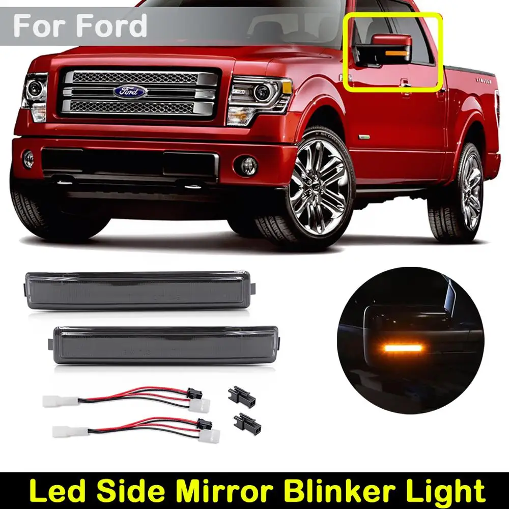 

For Ford F150 2009-2014 Raptor SVT 2010-2014 Smoked Lens Amber LED Side Rearview Mirror Turn Signal Light Indicator Lamp