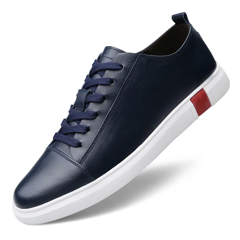 Кроссовки мужские из натуральной кожи повседневная уличная обувь на плоской