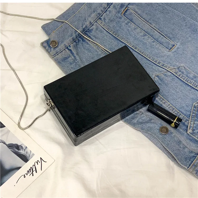 Fashion Dollar Pattern Box Design Pu Leather Women Daily Clutch Bag Chain Purse Shoulder Bag Tote Ladies Handbag Crossbody Bag