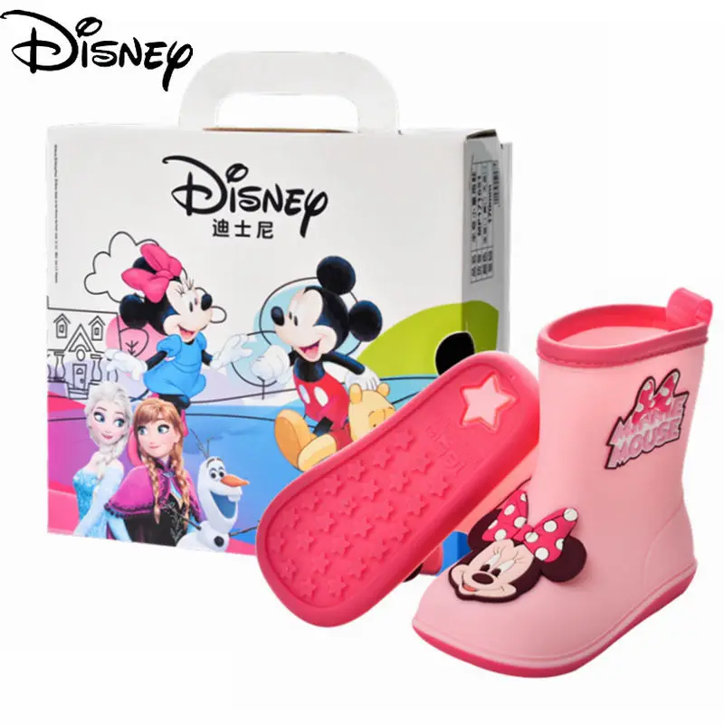 

Disney Cartoon Mickey Children Plus Velvet Cotton-padded Rain Boots for Boys and Girls Non-slip Water Shoes Rain Boots