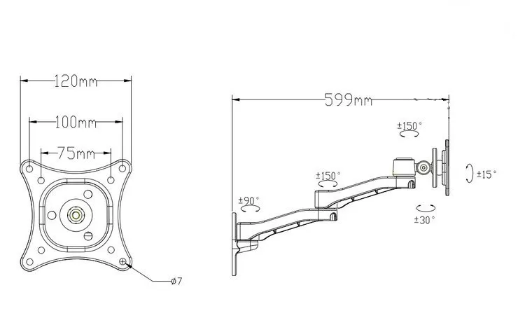 Full Motion Rotation LCD LED Monitor Holder TV Mount Wall Arm Support | Электроника