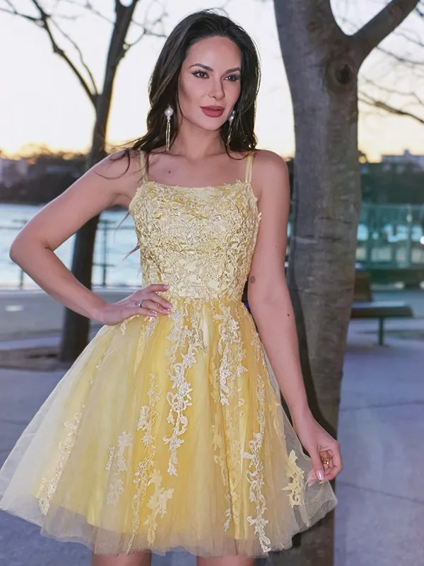 

Сексуальные желтые кружевные коктейльные платья 2022, короткое платье для встречи выпускников для младшей девушки, ТРАПЕЦИЕВИДНОЕ вечернее ...