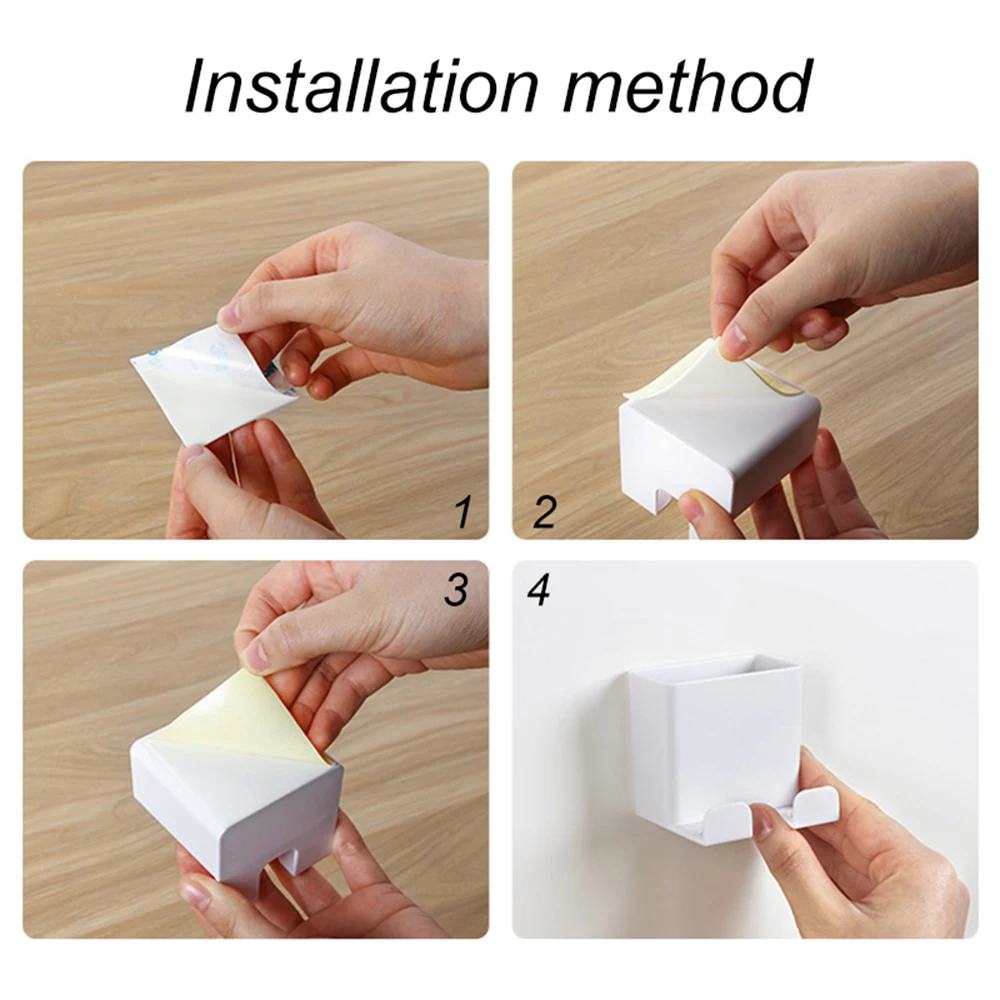 

Universal Wall Mount Charger Phone Holder Stand Remote Control Hanger Base Support Hook Hanging Storage Box Rack Home Organizer