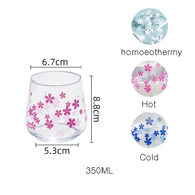 Креативная Всесезонная чашка с цветами вишни фотография меняющее цвет стекло