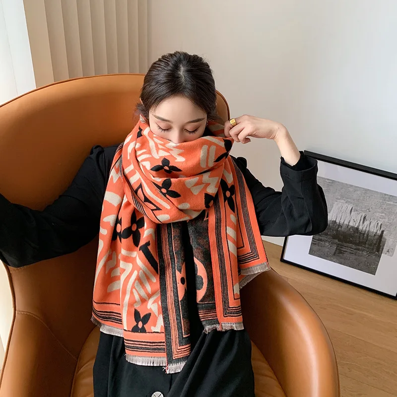 

Роскошный зимний шерстяной шарф, кашемировые толстые мягкие теплые шарфы из пашмины, Женская шаль, шарфы, зимние шарфы