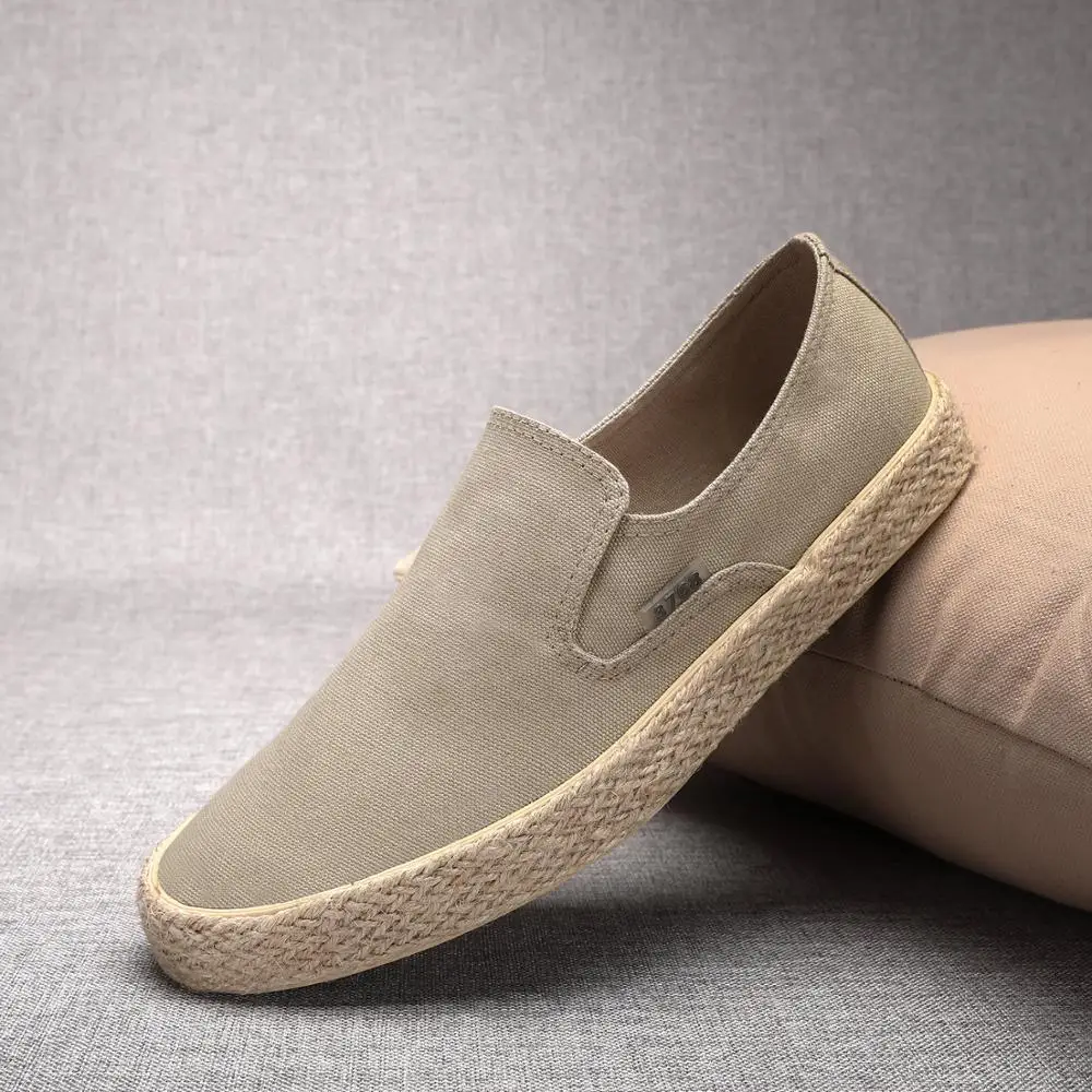 

2020 Hemp Espadrilles Men Shoes Spring summer Men Flats Shoes Breathable Men's Loafers Slip On casual shoes dropshipping 2h46