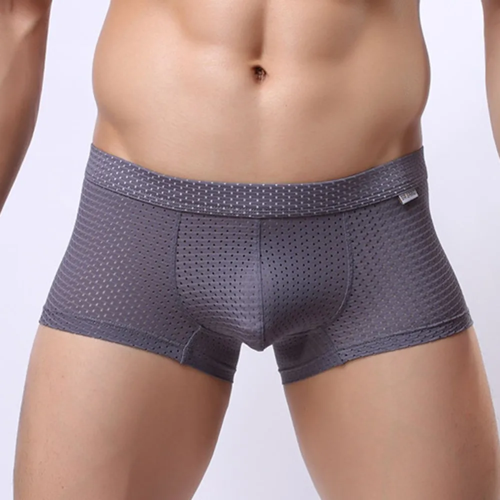 

Men Sexy Mesh Boxers Brief Man Bulge Pouch Panties Man Solid Breathable Boxer Panties Mesh Hole Underwear Sexy Boxer Shorts