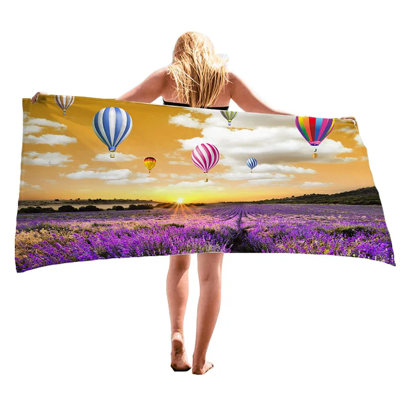 

75x150cm Lavender Rectangle Geometric Quicky-dry Beach Towels Adult Large Big for Travel Outdoor Swimming Towel