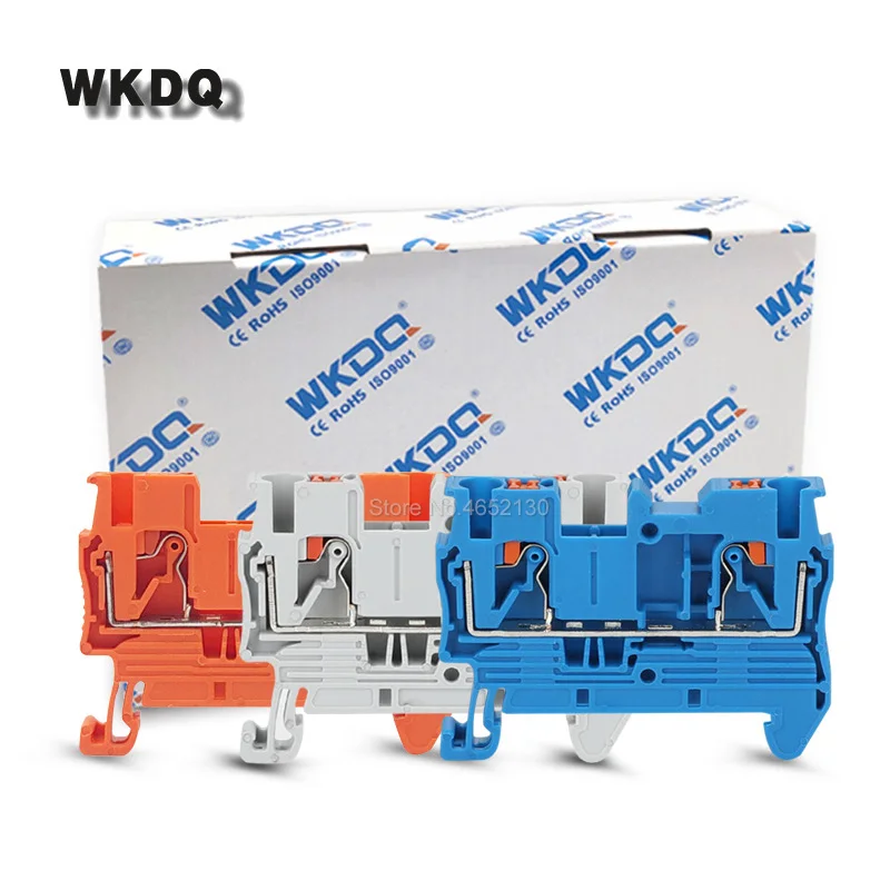 

100Pcs PT2.5 Push-In Spring Feed-Through Strip Plug PT-2.5 Wire Electrical Connector DIN Rail Screwless Terminal Block PT 2.5