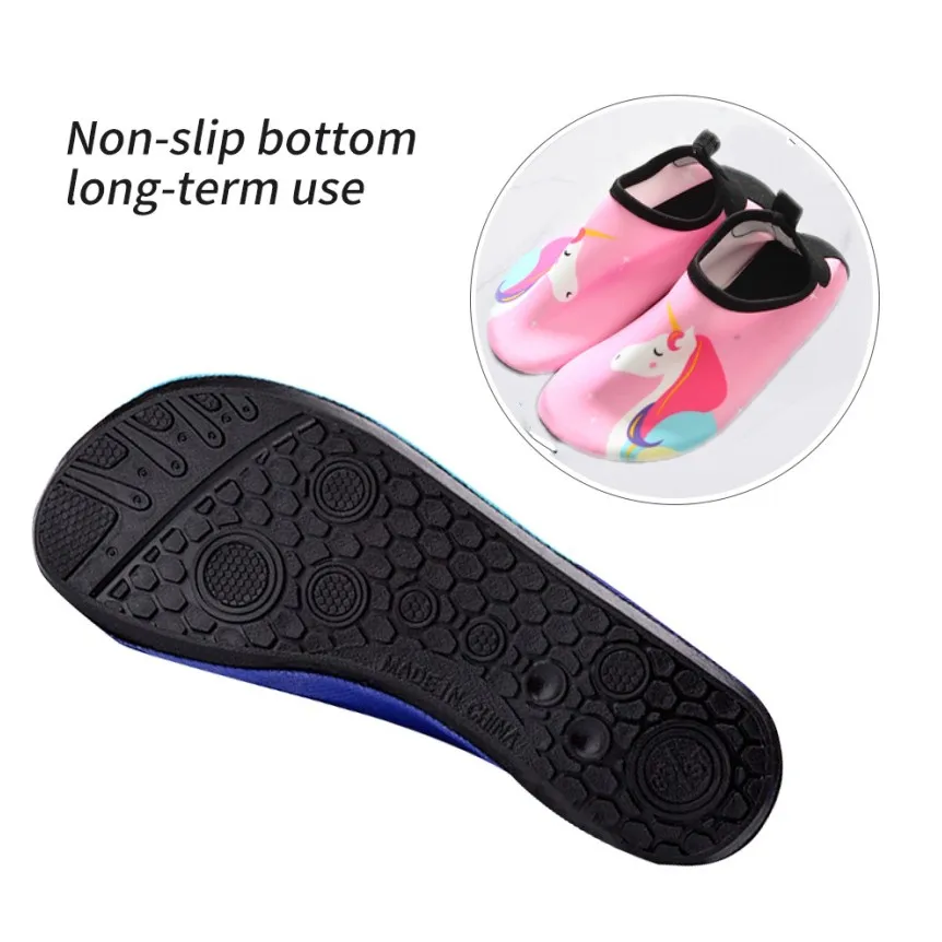 Water Shoes Kids Barefoot Quick-Dry Aqua Yoga Socks Boys Girls Animal Soft Diving Wading Beach Swimming Pink Unicorn | Детская одежда и