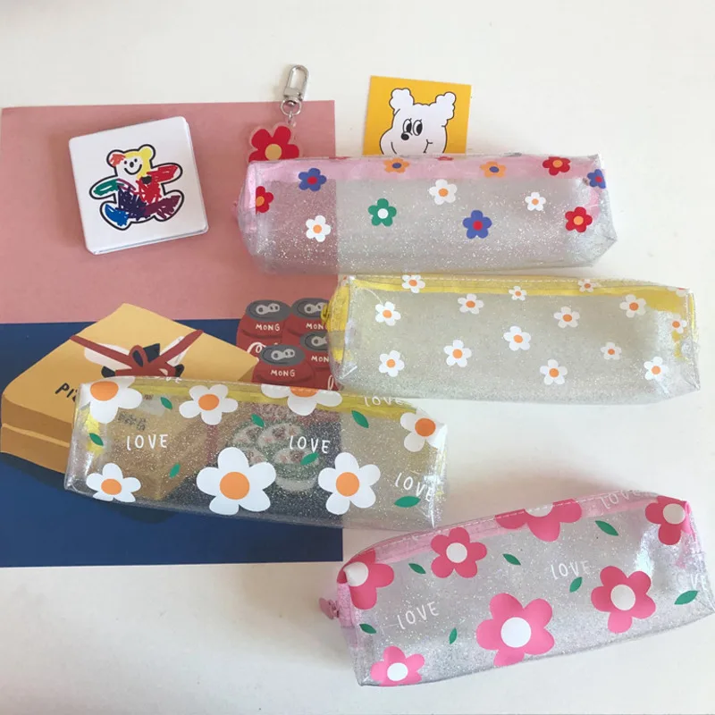 1 шт. милый пенал Чехол Творческий цветок прозрачная канцелярская подарок