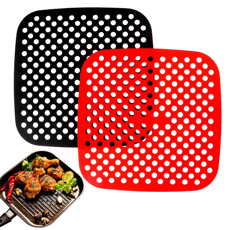 

Air Fryer Liner Red Air Fryer Mat Food Grade Non-Stick Silicone Fryer Basket