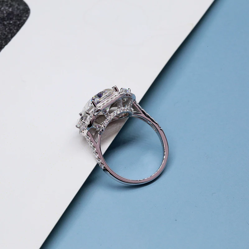 Кольцо AEAW Randiant Moissanite для помолвки Halo Кольцо 6ctw белый Муассанит Лаборатория алмаз 18 К Белое золото обручальные кольца для женщин
