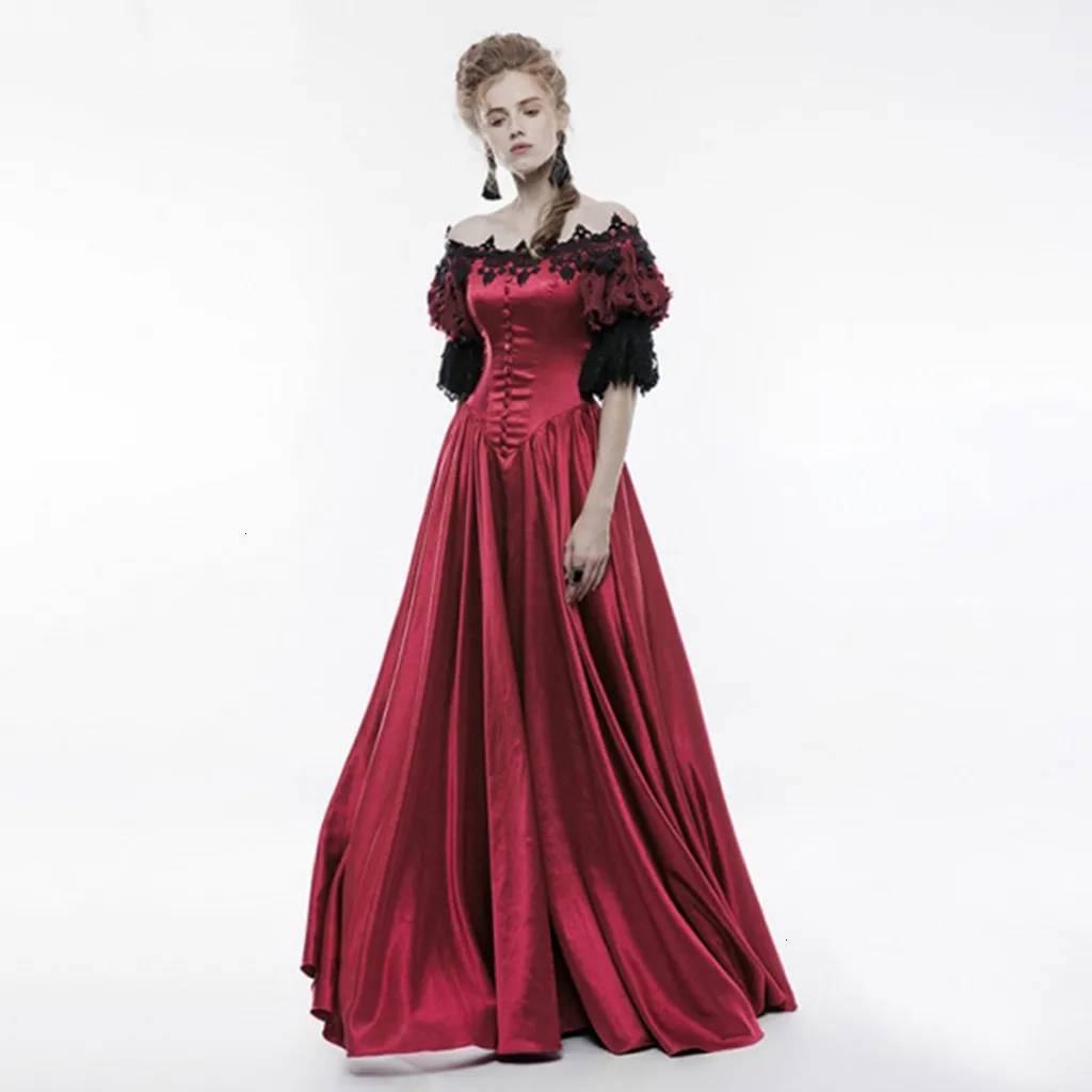 Женское винтажное платье макси с открытыми плечами в средневековом стиле