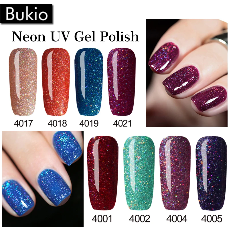 Гель для ногтей с блестками Bukio 5 мл лак фиолетовыми долговечный УФ гель дизайна