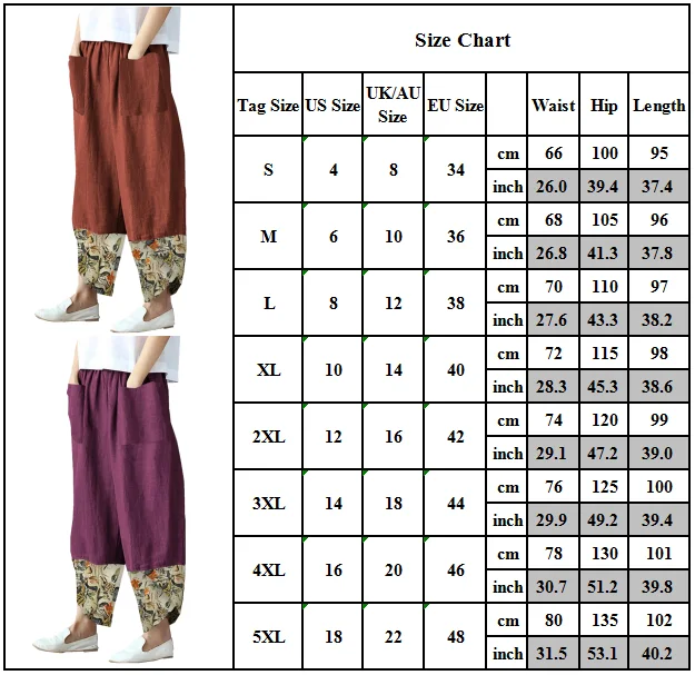 

Plus Size Womens Elastic Waist Casual Yoga Pants Boho Hippie Baggy Wide Leg Trousers