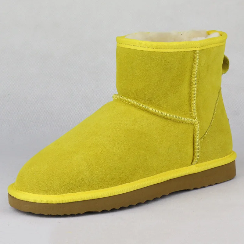 Yellow Лидер продаж; зимние сапоги; теплые зимние сапоги; женские сапоги из натуральной кожи на нескользящей подошве; ботильоны; женская обувь из толстого плюша - Цвет: Yellow