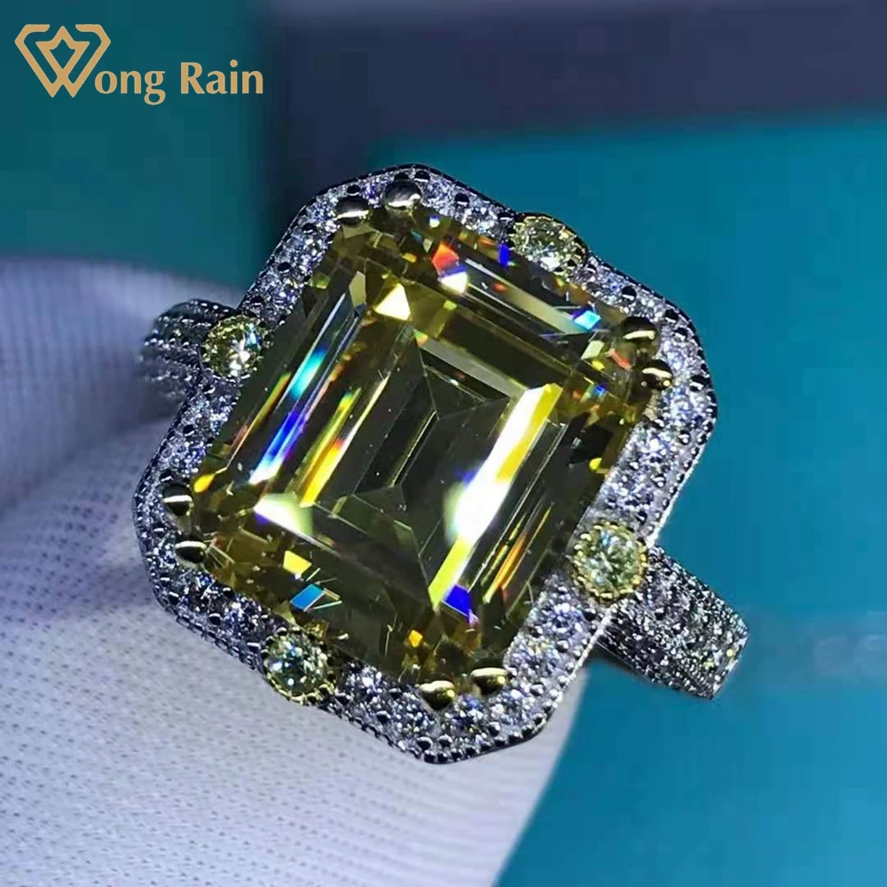 

Wong Rain Elegant Vintage 925 Sterling Silver Emerald Cut 5 CT D Created Moissanite Engagement Ring Customized Ring Fine Jewelry