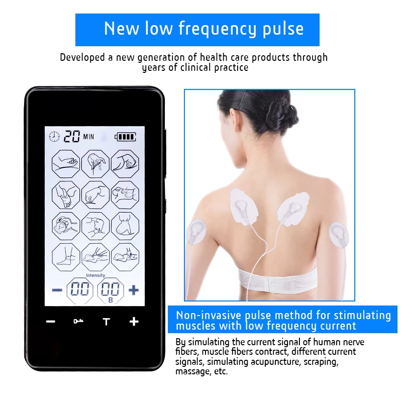 Перезаряжаемый массажер для тела 12 режимов сенсорный экран подсветка массажный