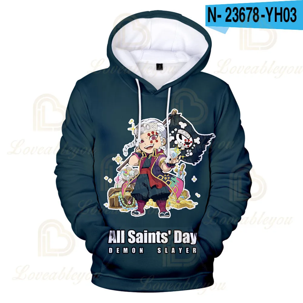 

Women Casual Sweatshirts Demon Slayer Printing Kids Warm Long Sleeve Hoodies Tops Autumn All Saints' Day Cosplay Pullover Tops