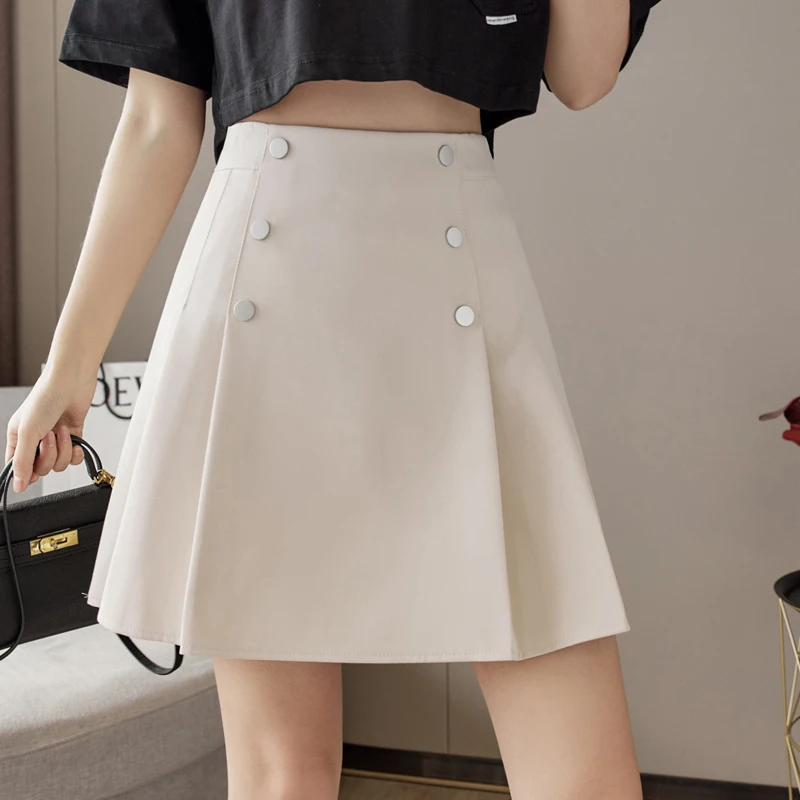 

Women's Double Breasted Mini Skirts High Waist Short Wrap Skirt