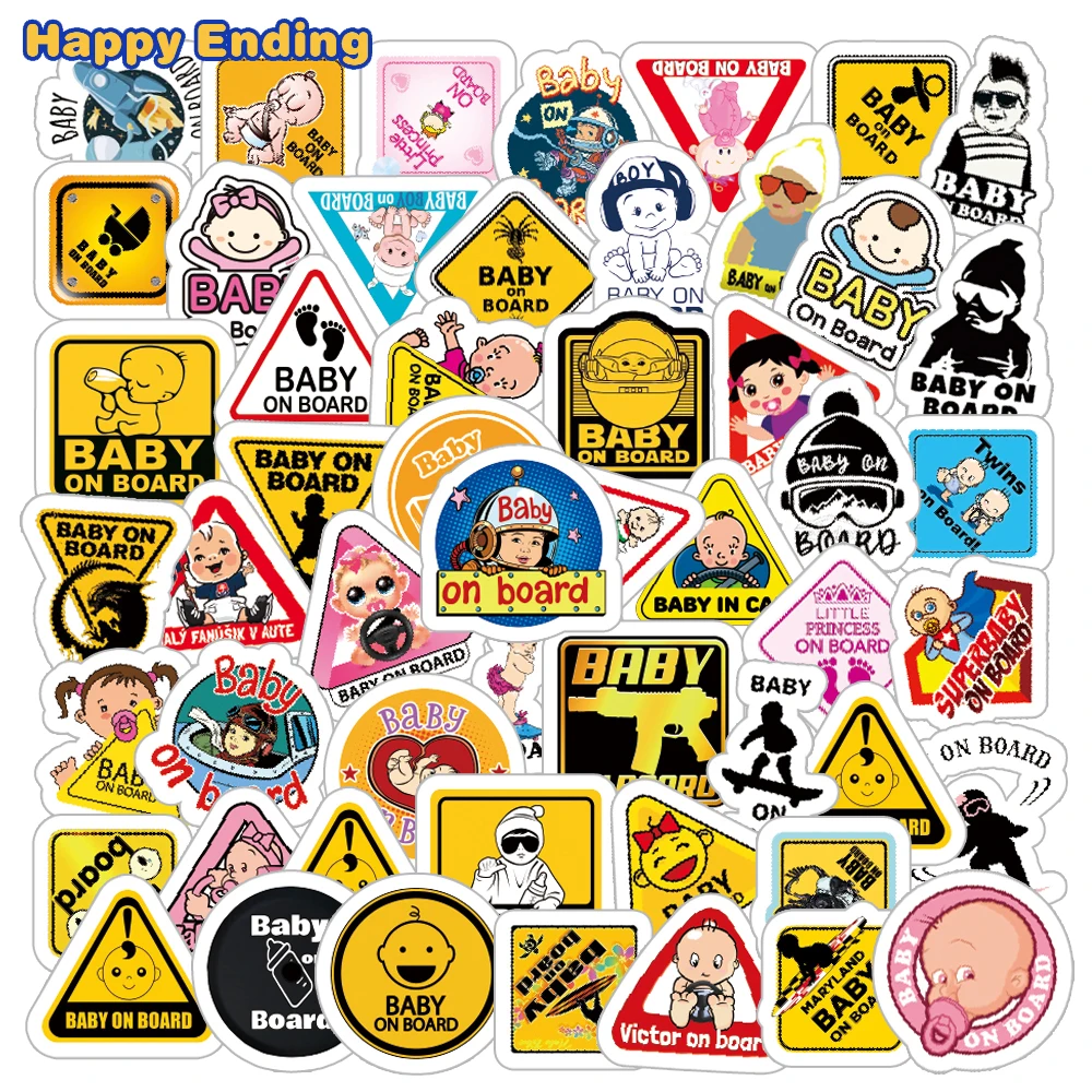 

10/30/50PCS Baby On Board PVC Car Stickers Cartoon Anime Funny Toys For Kids Laptop Skateboard Bicycle Suitcase Phone Backpack