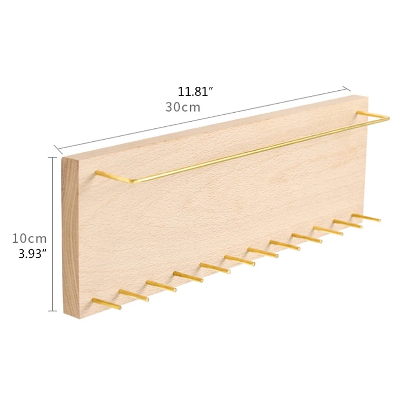 

Y1UE Wall Mounted Jewelry Organizer Display Wood Rack Hanger Earring Bracelet Necklace Hanging Holder