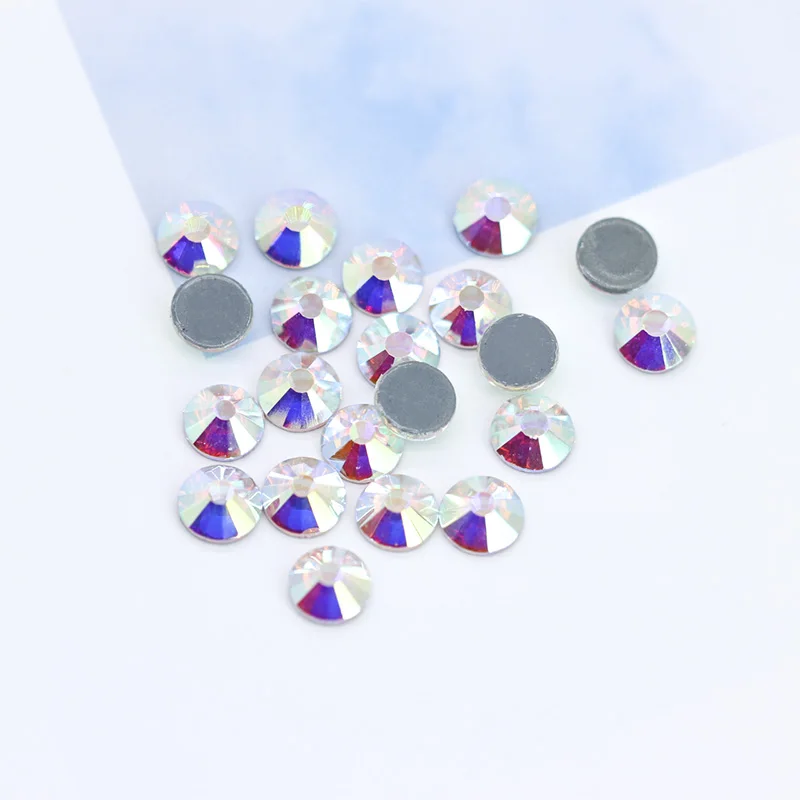 clear ab 144p 5A SS12-ss30 41-Цвета гладить на Стразы с прямой основой с украшением в виде кристаллов Стразы с плоской задней частью, горячая фиксация, супер яркие Стразы Стекло камень для одежды ремесло - Цвет: clear ab