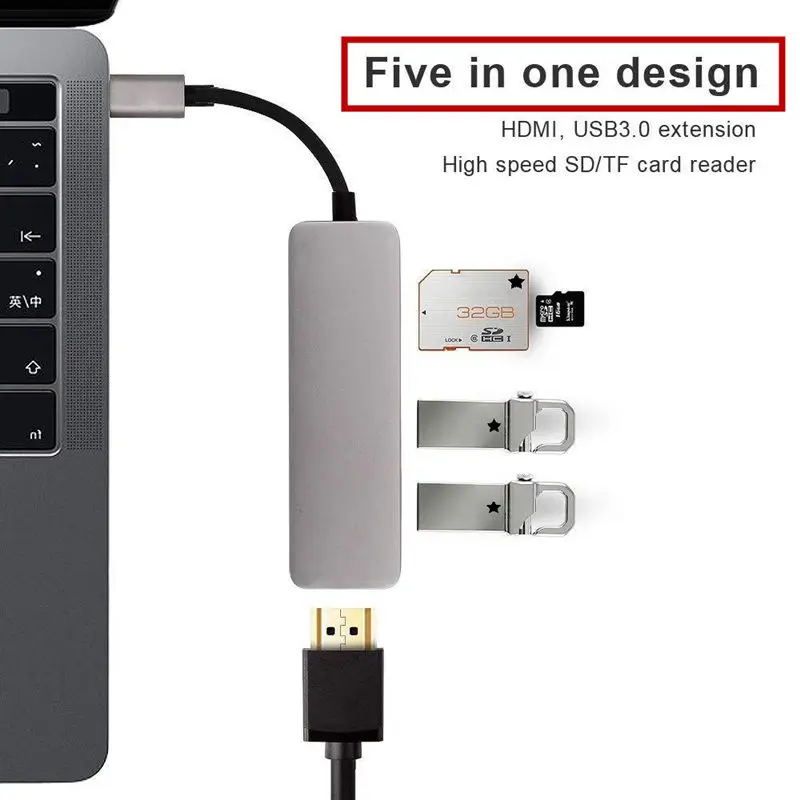5 в 1 Mosible USB 3 0 для телефона HDMI MacBook Pro Air 2018 4K HD разъем C концентратор и TF SD ридер слот