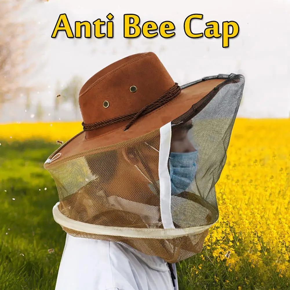 

Anti Bee Face Mask Hat Beekeeping Flies Insects Net Mesh Protector Cowboy Cap