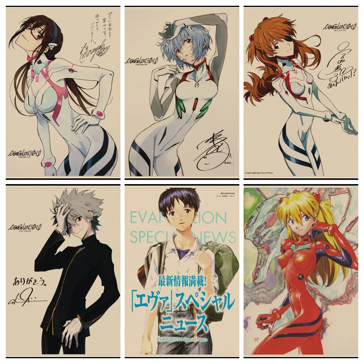 Аниме плакаты Холст Картина HD Печать Евангелион Ретро плакат Настенный декор