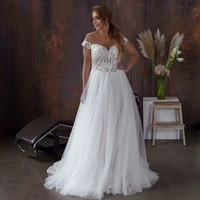 thinyfull plus size wedding dresses a line off the shoulder sweetheart bride dresses tulle lace appliques vestido de novia 2020