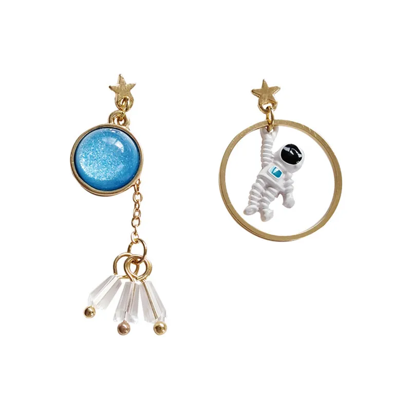 Женские асимметричные серьги-космонавты серьги в стиле ретро из полимера с