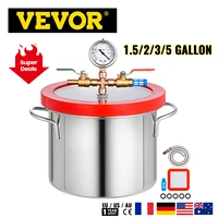 vevor vacuum chamber 1 5 2 3 5 gallon stainless steel vacuum degassing chamber glass lid heat treated silicone lid gasket