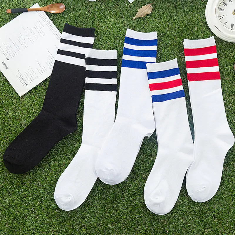

New Men/Women 3 Three Stripes Cotton Socks Retro Old School Hiphop Skate Long Short Meias Harajuku White Black Winter Cool