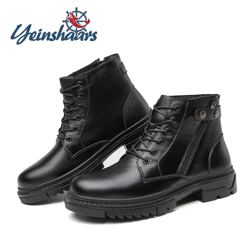 Мужские Водонепроницаемые ботинки из натуральной кожи с плюшем|Ботинки| |