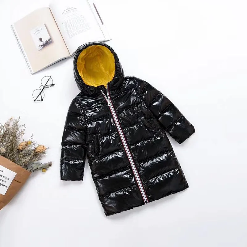 Куртки для девочек серебристого цвета мальчиков Детская зимняя пуховая одежда