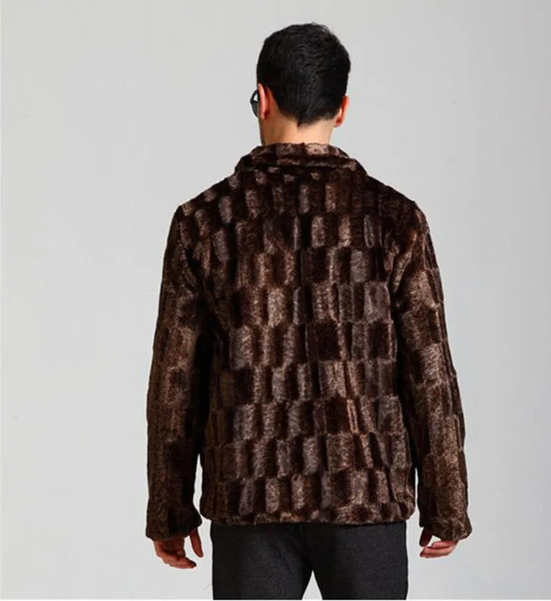 Новое зимнее мужское приталенное пальто из искусственного меха повседневное