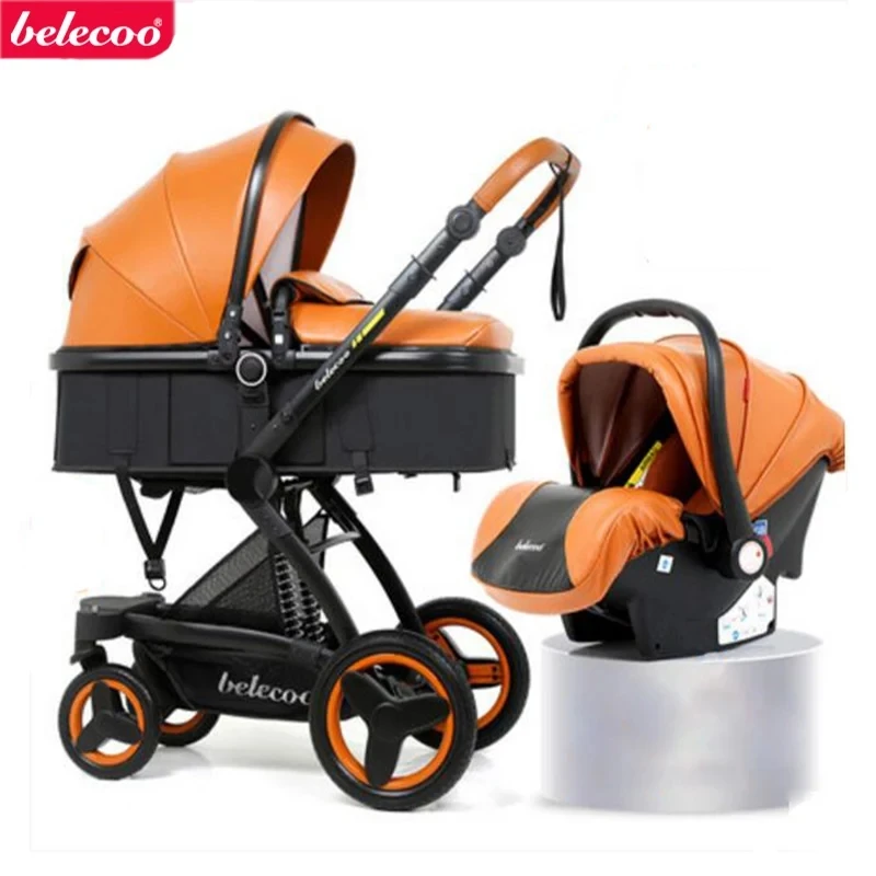 Belecoo Роскошная детская коляска 2 в 1 с высокой посадкой подходит для лежа и