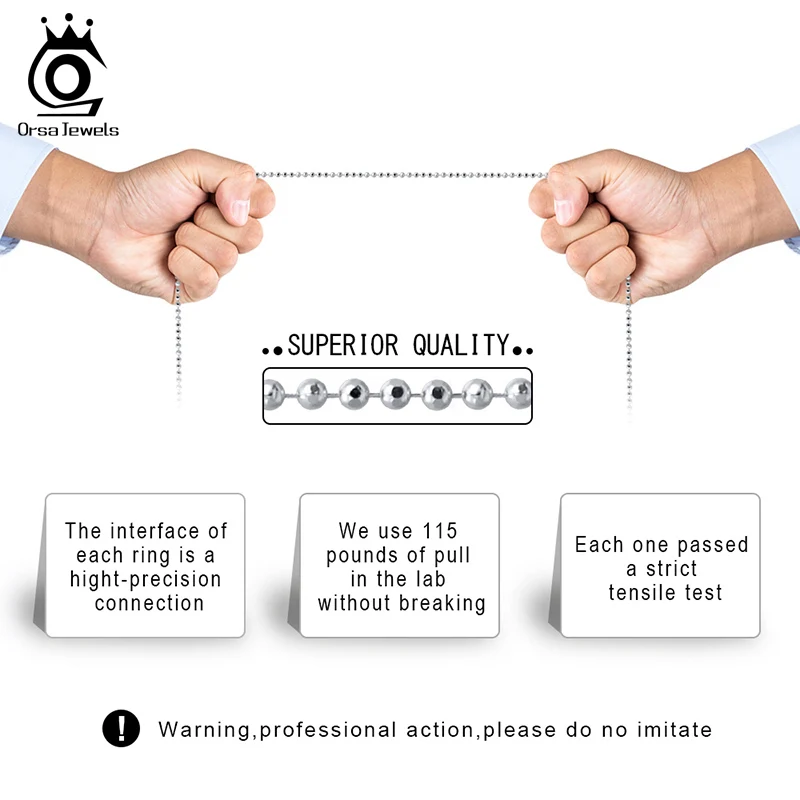 ORSA JEWELS ожерелье с итальянской боковой цепью искусственное серебро шариком 2 0 мм