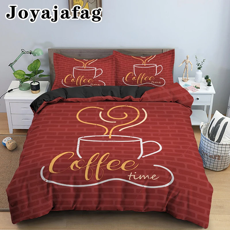 

Coffee Cake Drawing Comforter Covers AU UK EU US King Queen Bedding Cartoon Single Duvet Cover With Pillowcase