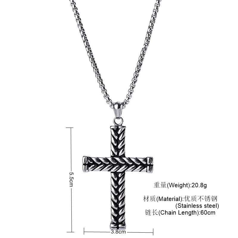 

Man Cross Pendant Punk Necklace Charm silver color Religious Cross Jewelry Christians Men Necklace