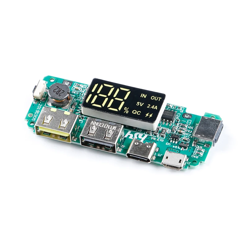 Светодиодный двойной USB 5V 2.4A Micro/Type-C/Lightning внешний аккумулятор 18650 зарядное