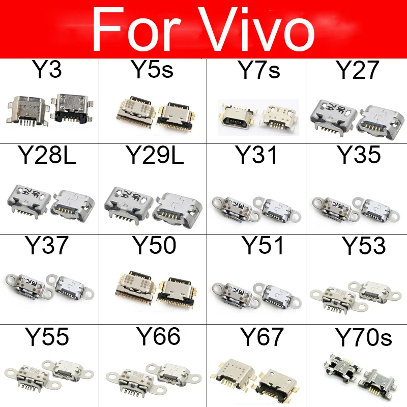 1 шт., USB-разъем для Vivo Y3 Y5S Y7S Y27 Y28L Y29L Y31 Y35 Y37 Y50 Y51 Y53 Y55 Y66 Y67 Y70S