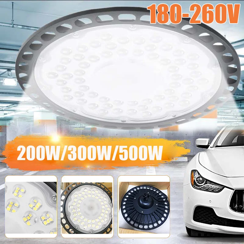 200/300/500W светодиодный гараж светильник 180-260V IP65 UFO промышленный ing склад подвесной
