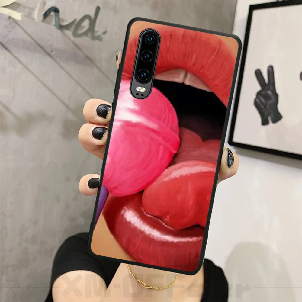 BaweiTE Painting style sexy lips DIY Painted Bling Phone Case For Huawei P8 lite 2017 P9 P10 20Pro Lite Pro P30lite P Smart 2019 | Мобильные