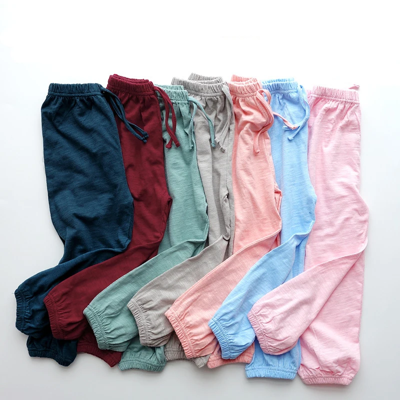 

Children Pants Summer Girls Trousers 100% Cotton Lantern Pants for Boys Thin Elastic Waist Sport Pants Casual Style for 3y-12y