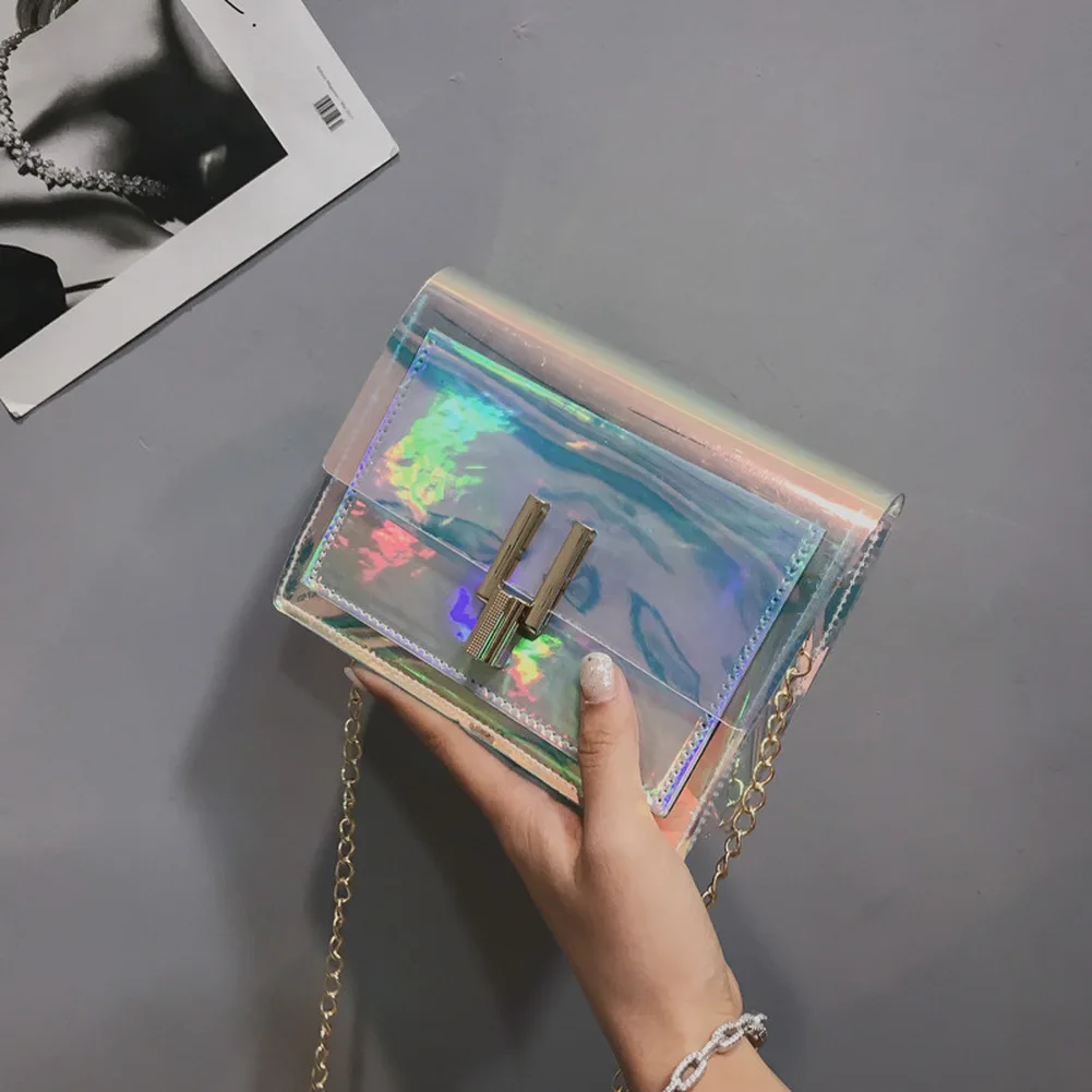 

Crossbody Bags for Women 2021 Laser Transparent Bags Fashion Women Korean Style Shoulder Bag Messenger PVC Waterproof Beach Bag