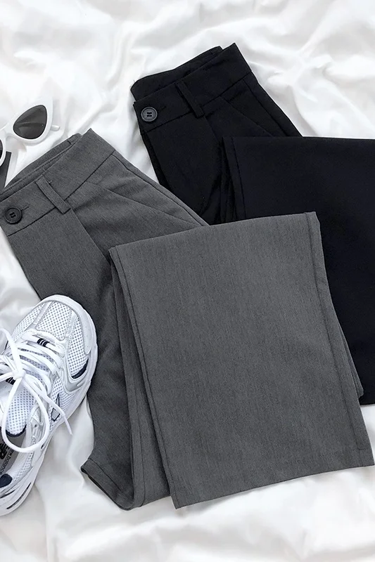 

Summer Suit Pant High Waist Simple Thin Wide Leg Pants Women Straight Casual Pants Pantalon Femme Streetwear Autumn Korean Style